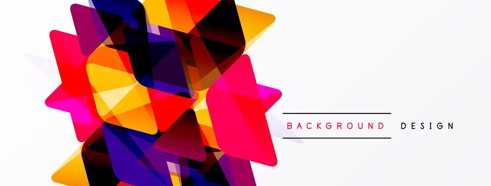 Abstract geometric shapes overlap, creating vibrant colorful design. White .. Illustrazione stock