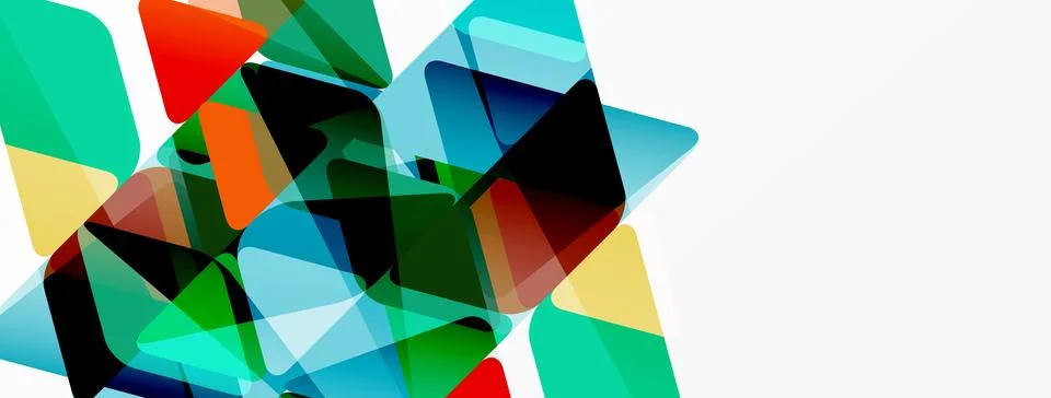Abstract geometric shapes overlap, creating vibrant color blocks. Composition 스톡 일러스트