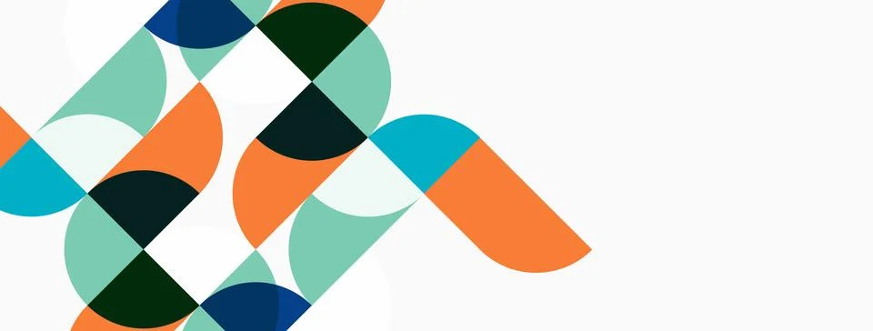 Abstract geometric shapes overlap, creating vibrant color blocks. Teal, orang 스톡 일러스트