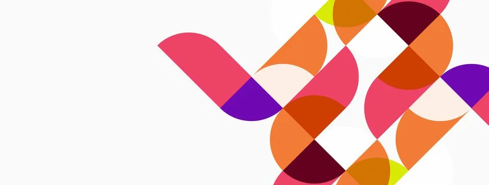 Abstract geometric shapes overlap, creating vibrant colorful pattern. Soft hu Stockillustratie