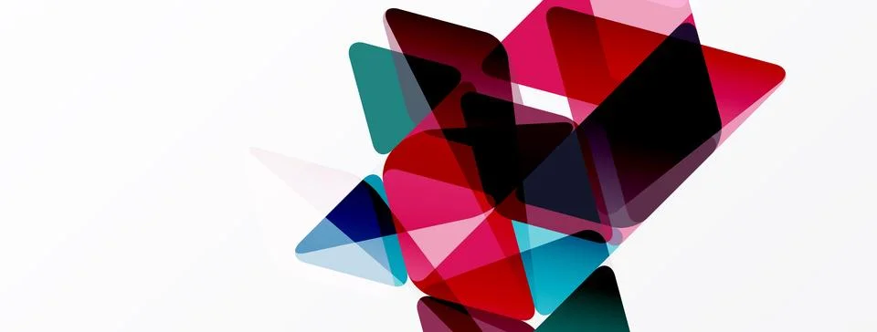 Abstract geometric shapes overlap, creating vibrant color blends. Composition Stock Illustration