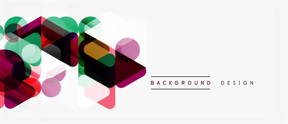 Abstract geometric shapes overlap, creating vibrant color gradients. Minimali Illustrazione stock