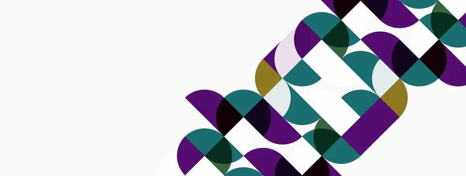 Abstract geometric shapes overlap, creating colorful pattern. White space Illustrazione stock