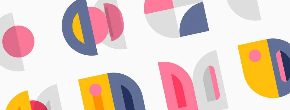 Abstract geometric shapes overlap, creating colorful pattern. Soft pastel ton Stockillustratie