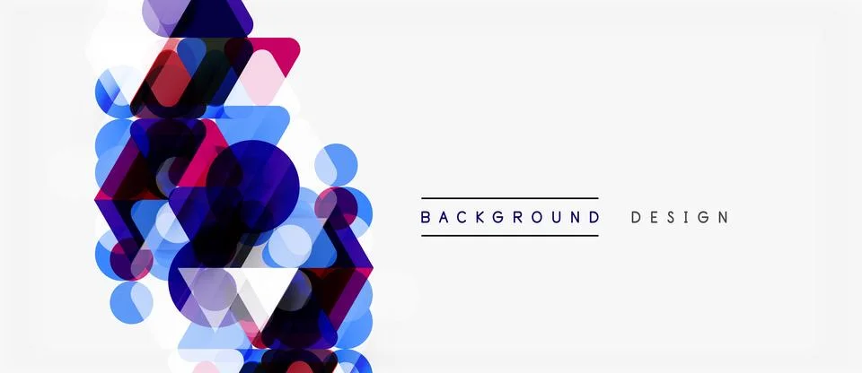 Abstract geometric shapes overlap, creating vibrant color gradients. Modern Stock Illustration