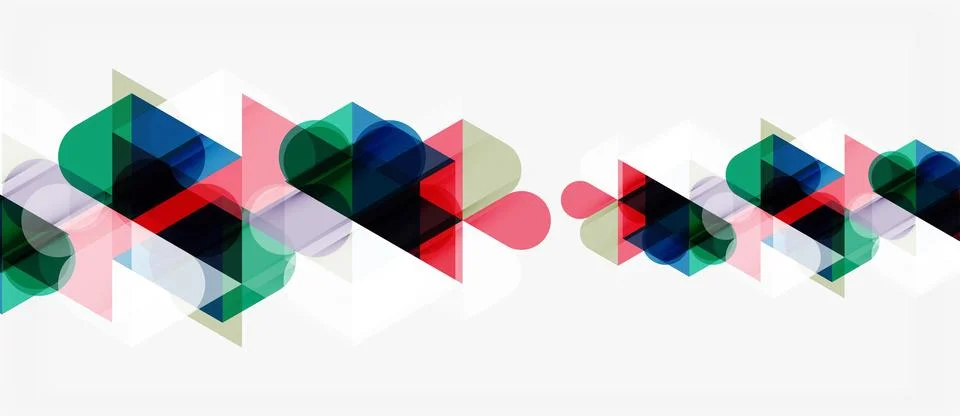 Abstract geometric shapes overlap, creating dynamic visual pattern. Colors Stock Illustration