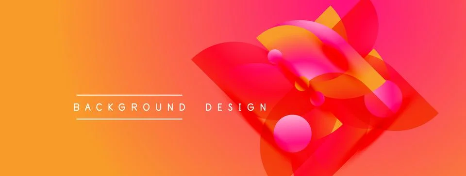 Abstract geometric shapes overlap, creating vibrant orange, red gradients. Te Illustrazione stock