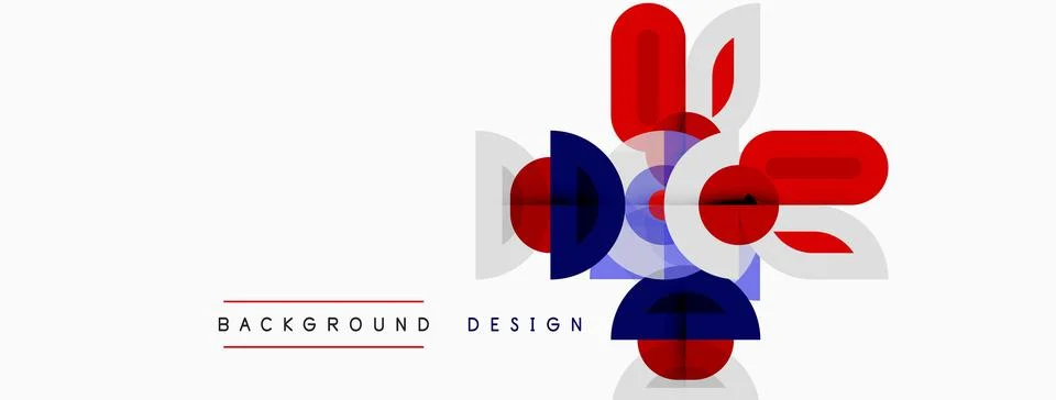 Abstract geometric shapes overlap, creating dynamic visual composition. Red, Stockillustratie