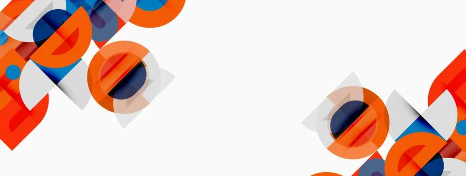 Abstract geometric shapes overlap, creating vibrant color blocks. Orange, blu Stock Illustration