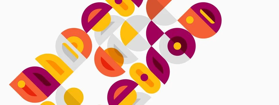 Abstract geometric shapes overlap, creating vibrant color patterns. Design Stock Illustration