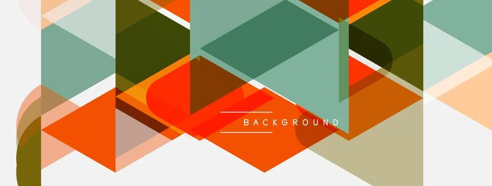 Abstract geometric shapes overlap, creating modern design. Orange, green, gra Stock Illustration