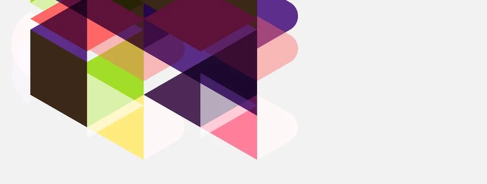 Abstract geometric shapes overlap, creating layered visual effect. Colors Stock Illustration