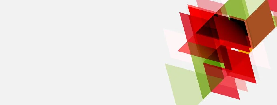 Abstract geometric shapes overlap, creating floral impression. Red, green hue Illustration