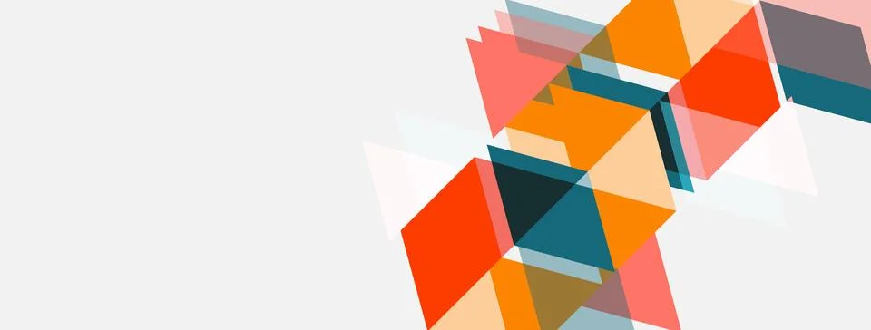 Abstract geometric shapes overlap, creating dynamic composition. Warm colors Stock Illustration