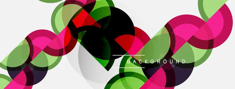 Abstract geometric shapes overlap, creating vibrant colorful pattern. Modern Illustrazione stock