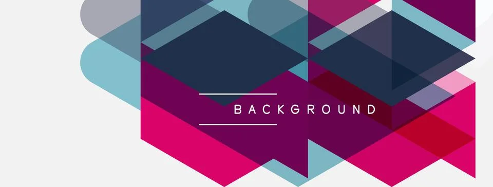 Abstract geometric shapes overlap, creating vibrant layered design. Pink, blu Stock Illustration