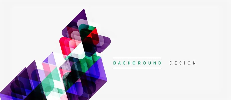 Abstract geometric shapes overlap, creating vibrant color gradients. Modern イラスト素材