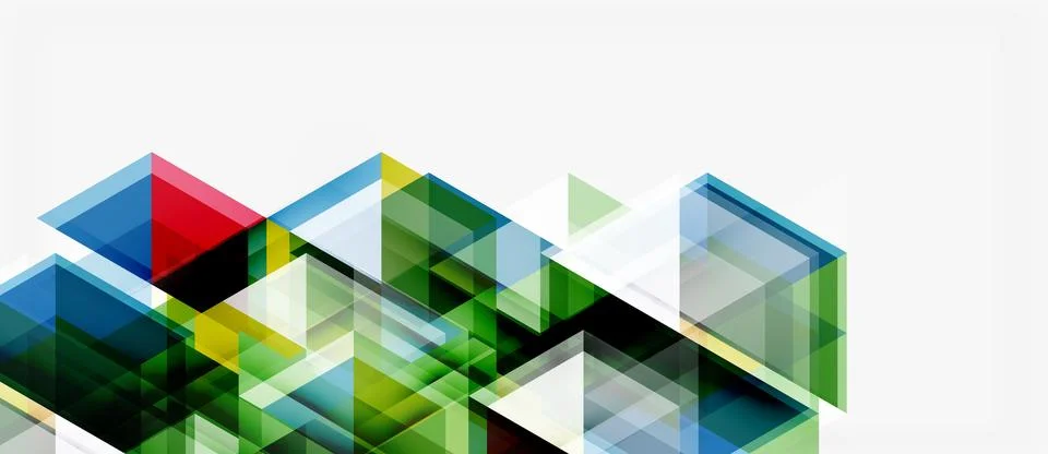 Abstract geometric shapes overlap, creating vibrant color gradients. Modern イラスト素材
