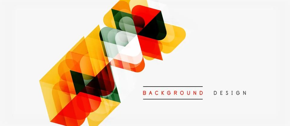 Abstract geometric shapes overlap, creating vibrant color gradients. Modern Stock Illustration