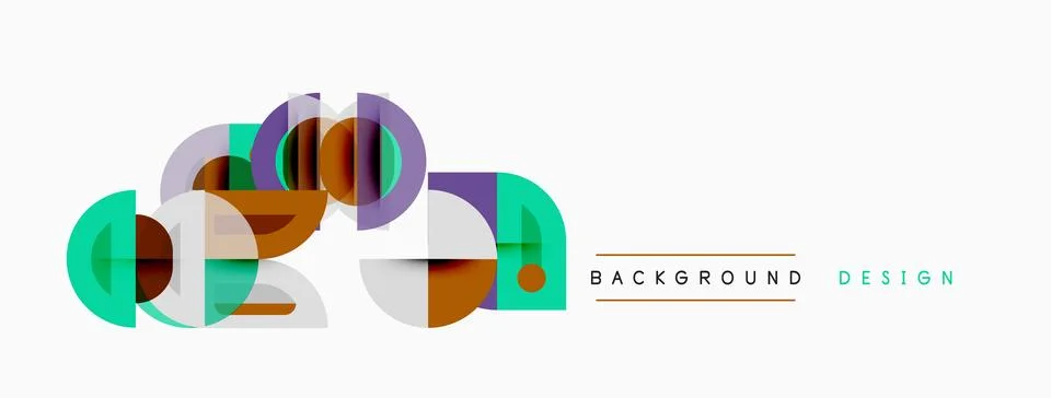 Abstract geometric shapes overlap, creating modern design. Colors include tea Stock Illustration