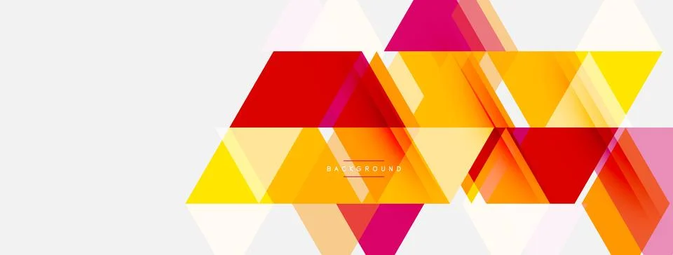 Abstract geometric shapes overlap, creating vibrant color gradients. Red, o.. Stock Illustration