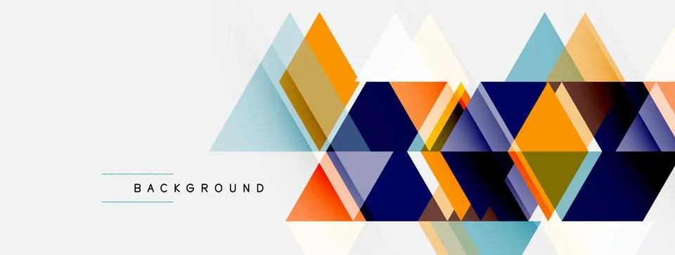 Abstract geometric shapes overlap, creating dynamic visual flow. Orange, blue Stock Illustration