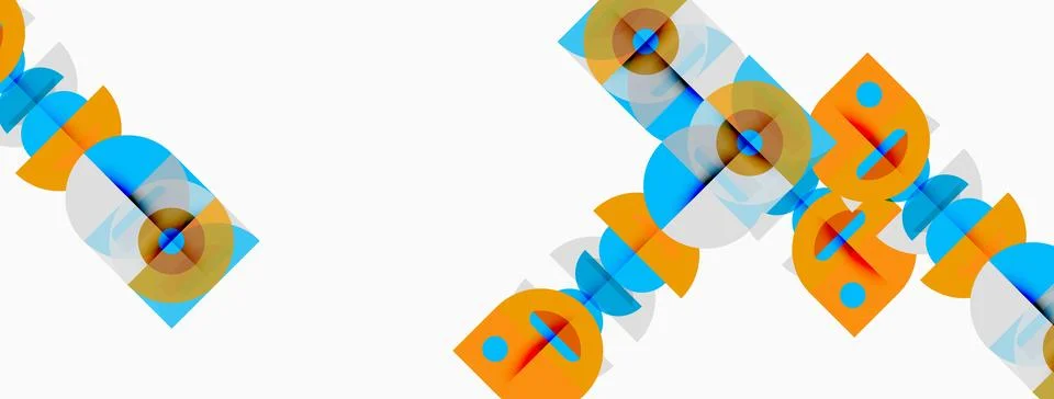 Abstract geometric shapes overlap, creating dynamic visual pattern. Blue, o.. Stock Illustration
