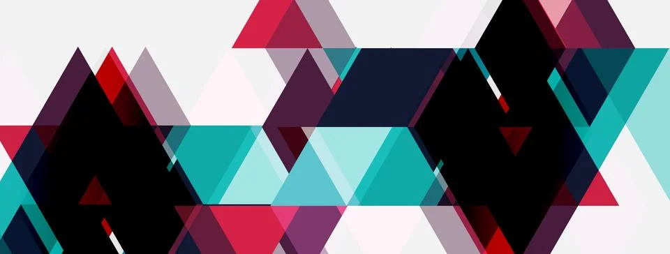 Abstract geometric shapes overlap, creating vibrant colorful pattern. Trian.. 库存插图