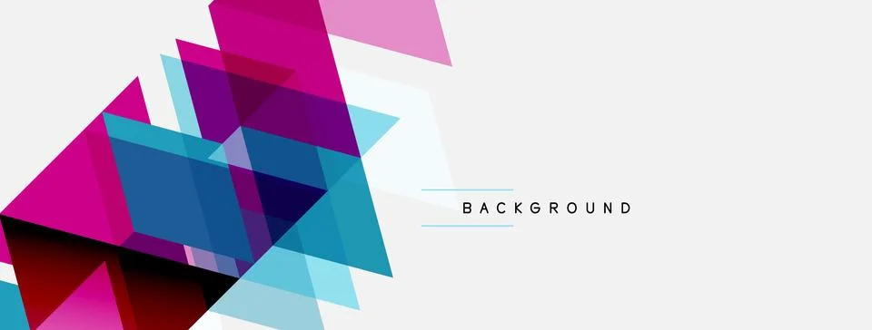 Abstract geometric shapes overlap, creating vibrant color gradients. White .. Stock Illustration