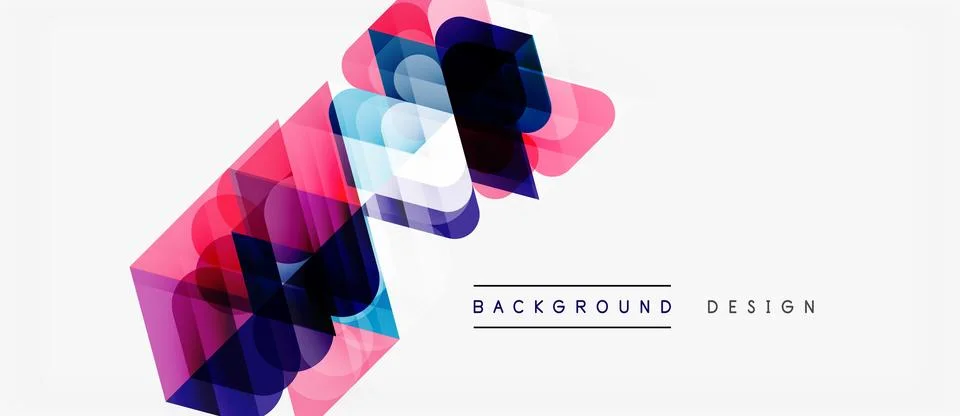 Abstract geometric shapes overlap, creating vibrant color gradients. Modern イラスト素材