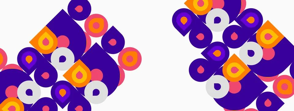 Abstract geometric shapes overlap, creating vibrant pattern. Purple, pink, 库存插图