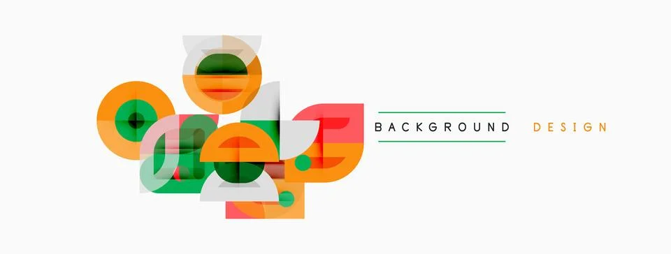 Abstract geometric shapes overlap, creating colorful design. Minimalist style Illustrazione stock