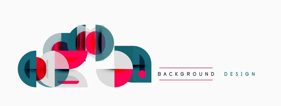Abstract geometric shapes overlap, creating dynamic visual composition. Red, 库存插图