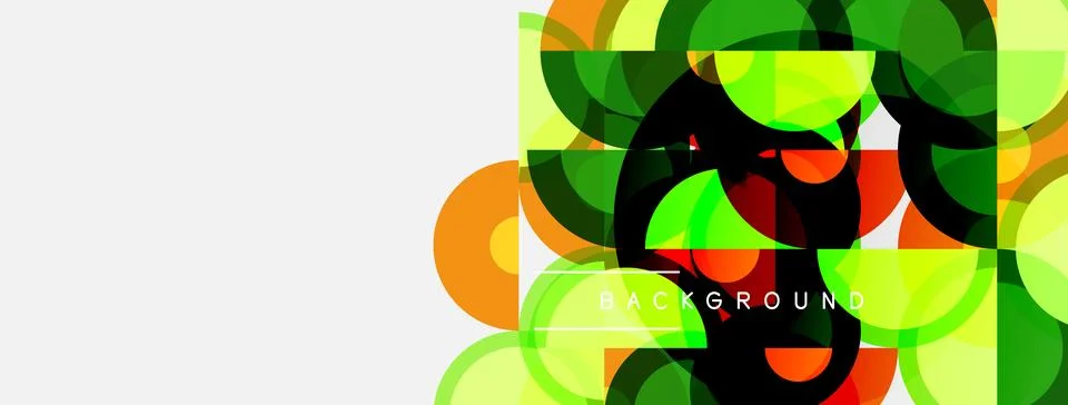 Abstract geometric shapes overlap, creating vibrant colorful background. Whit Stock Illustration