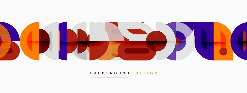 Abstract geometric shapes overlap, creating vibrant design. Red, orange hues Illustrazione stock