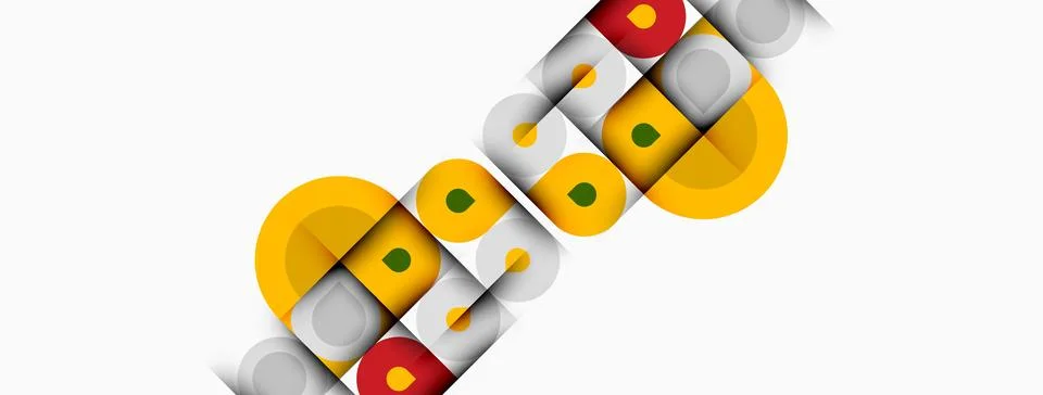 Abstract geometric shapes overlap, creating dynamic visual pattern. Yellow,.. Illustrazione stock