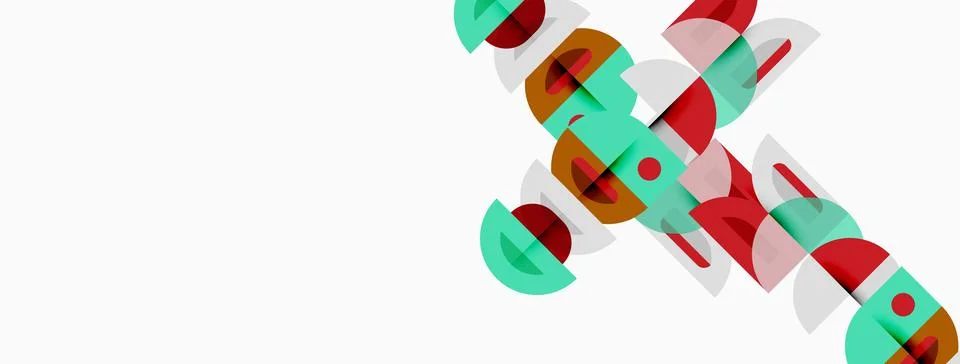 Abstract geometric shapes overlap, creating colorful patterns. Minimalist d.. Stock Illustration