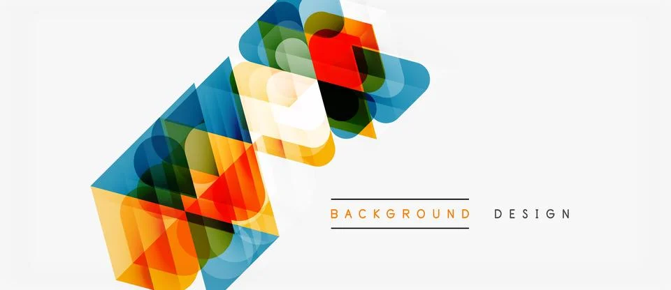 Abstract geometric shapes overlap, creating vibrant colorful design. Modern Illustrazione stock