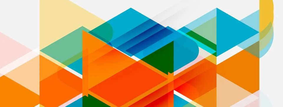 Abstract geometric shapes overlap, creating vibrant color blocks. Composition 库存插图