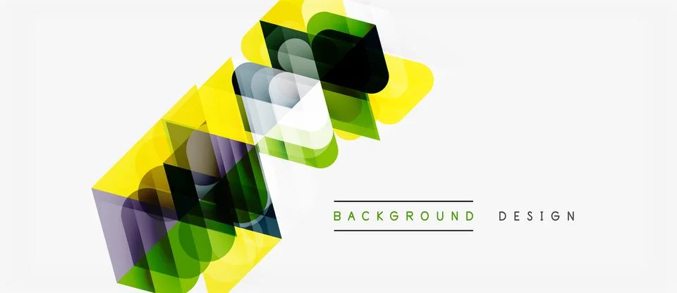 Abstract geometric shapes overlap, creating vibrant color gradients. Design Illustrazione stock