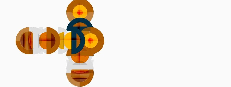 Abstract geometric shapes overlap, creating layered design. Warm colors dom.. Ilustración de archivo