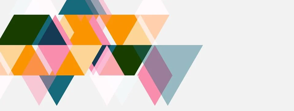 Abstract geometric shapes overlap, creating colorful patterns. Triangles 스톡 일러스트