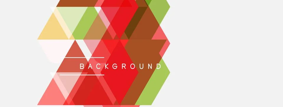 Abstract geometric shapes overlap, creating vibrant red, green, brown tones. Stock Illustration