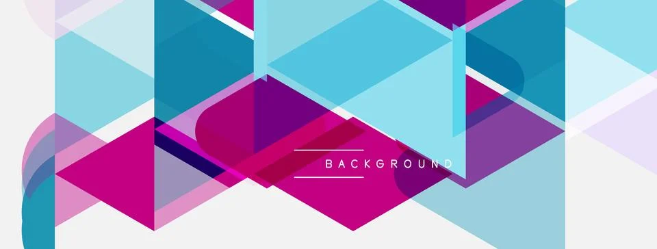 Abstract geometric shapes overlap, creating vibrant color gradients. Pink, .. Stock Illustration
