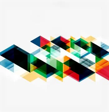 Abstract geometric shapes overlap, creating vibrant colorful pattern. Modern Illustrazione stock