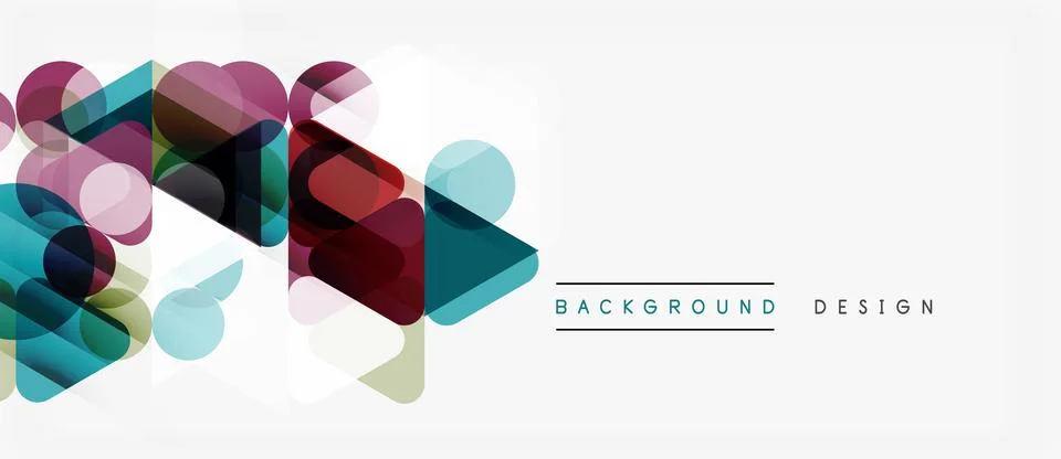 Abstract geometric shapes overlap, creating vibrant color gradients. Minimali Illustrazione stock