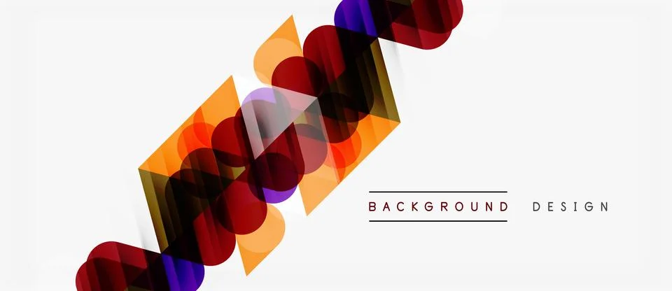 Abstract geometric shapes overlap, creating vibrant color transitions. Modern Illustrazione stock