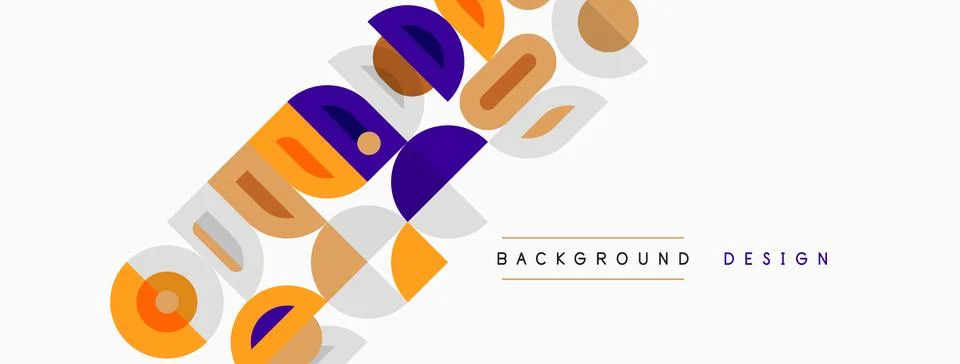 Abstract geometric shapes overlap, creating vibrant design. Orange, purple, 库存插图