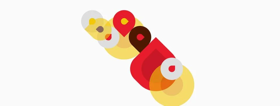 Abstract geometric shapes overlap, creating vibrant color composition. Circle Stock Illustration