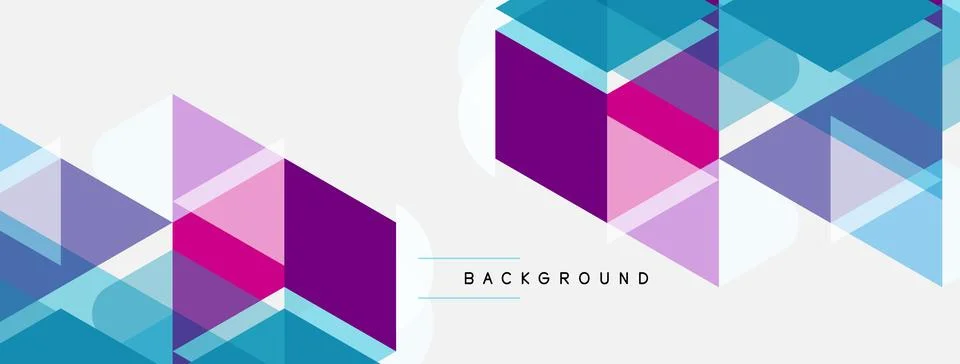 Abstract geometric shapes overlap, creating vibrant patterns. Purple, blue,.. Illustrazione stock